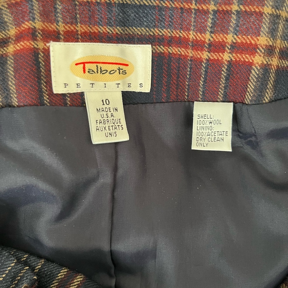 Talbots Tartan Plaid Wool Skirt with Leather Detail - Picture 4 of 8